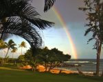 Rainbow over the beach at Lae nani By G. Gudger
